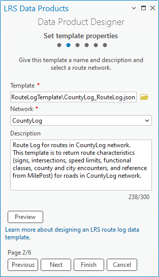 Die Vorlageneigenschaften werden auf der Seite "Vorlageneigenschaften festlegen" festgelegt.