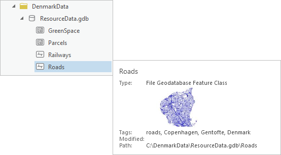 Ein detailliertes Element-Pop-up für eine Geodatabase-Feature Class