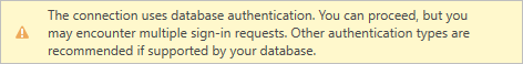 Warnmeldung zu Datenbankauthentifizierung