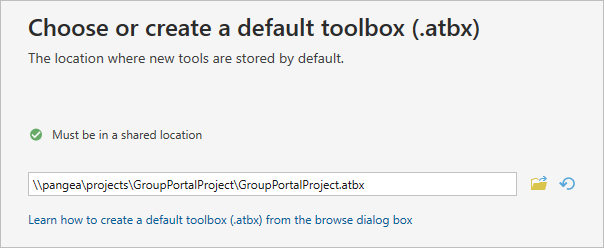 Seite für die Standard-Toolbox des Assistenten