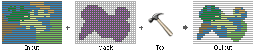 Mit "Maske" werden die Positionen in der Analyseausdehnung identifiziert, die in die Berechnung aufgenommen werden sollen.