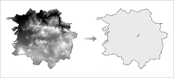 Automatische Erstellung von Hintergrundpunkten mithilfe von Raster-Zellen