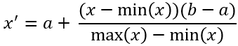Formel für die Skalierung der Minimal- und Maximalwerte des Ausgabeindex