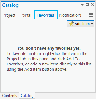 Add favorite items in the Catalog pane in ArcGIS Pro