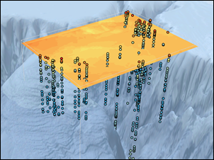 Dissolved oxygen at different ocean depths interpolated in 3D space