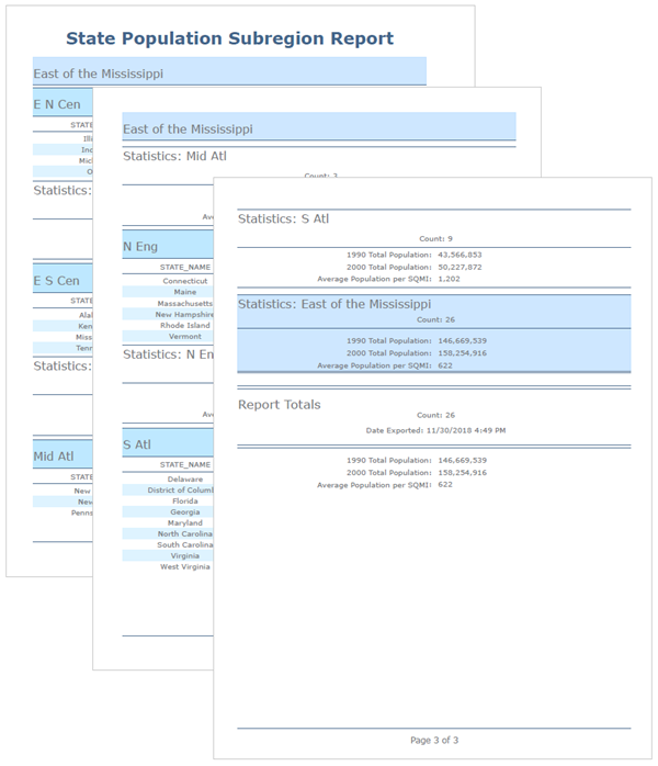 Example of report results