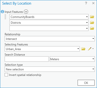 Select By Location parameters