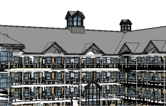 Interior and exterior view of a Revit model