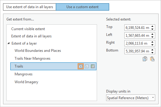 Extent on the Map Properties dialog box