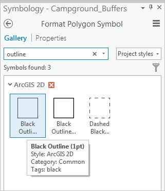 Black Outline symbol on Gallery tab