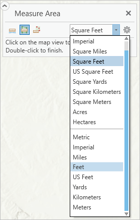 The Measure Area tool uses area units.