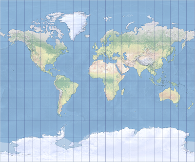 An example of the Tobler cylindrical II map projection