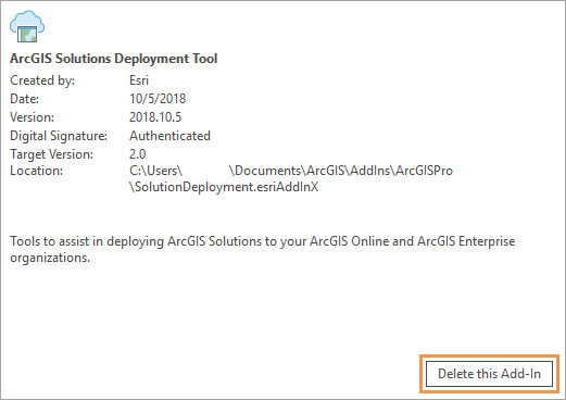 The Delete this Add-In option