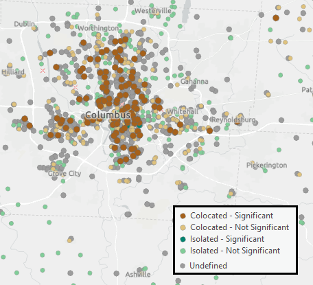 Results of the Colocation Analysis tool