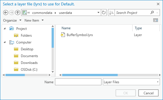 Layer file in browse dialog box