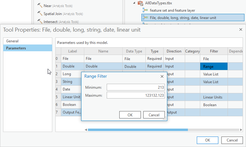 Updating a tool's range filter