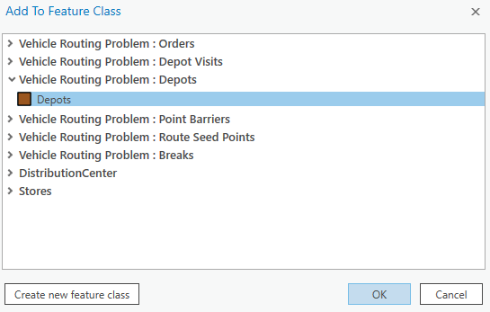 Add to feature class dialog box