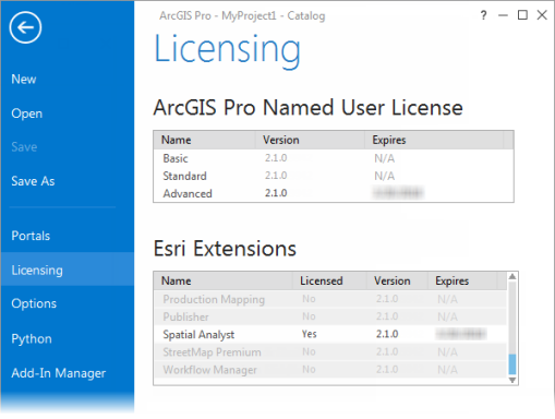 Licensing dialog