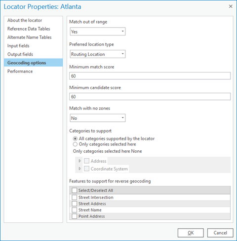 Geocoding options