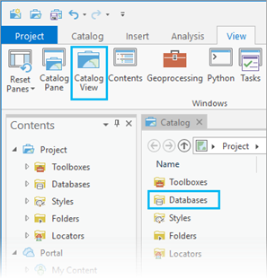 Use the Catalog View to connect to Databases.