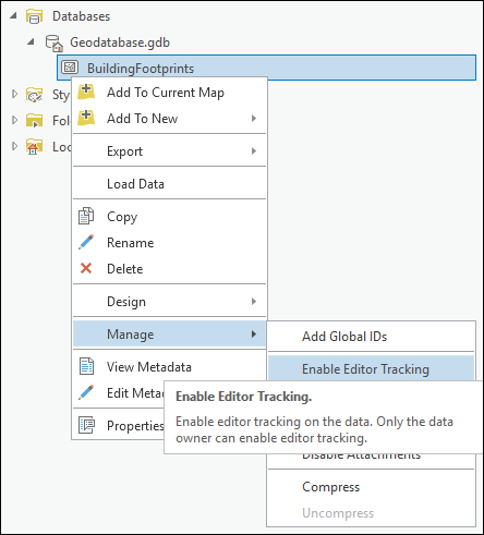 Editor tracking can be enabled using the context menu.