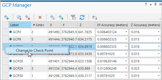 Change a GCP to a check point.