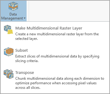 Data management tools in the Multidimensional tab