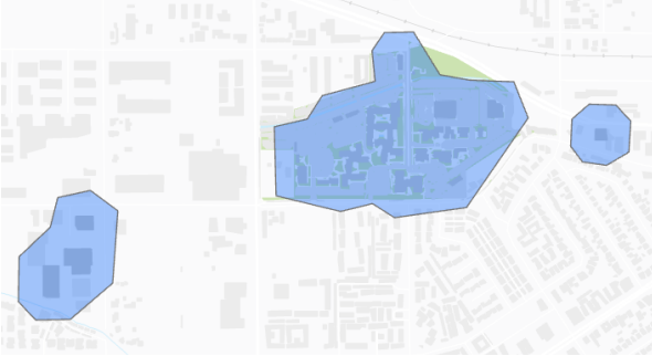 Tracking zone around a facility