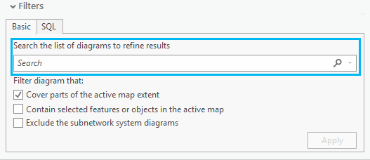 The Search function in the Find Diagrams pane