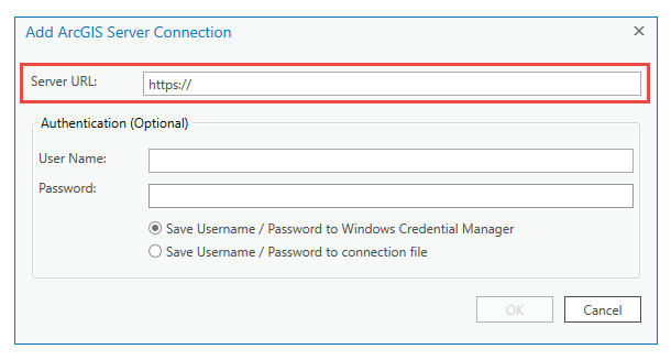 Add ArcGIS Server User Connection