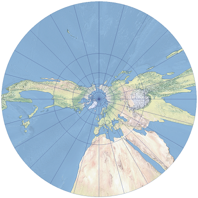An example of the gnomonic azimuthal map projection