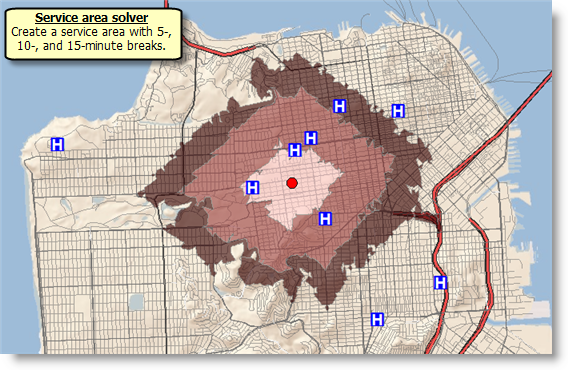 Multiple service area polygons