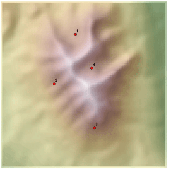 Sample locations on a DEM to analyze solar radiation