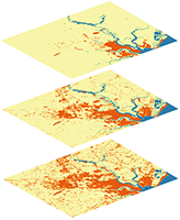 Input rasters recording land use per decade