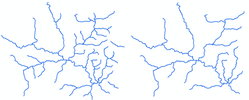 Before and after illustration of the thin hydrology lines process