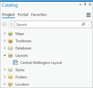 Catalog pane with the Layouts node expanded