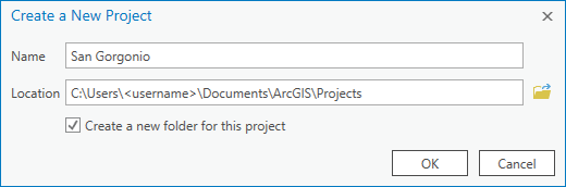 Create a New Project dialog box