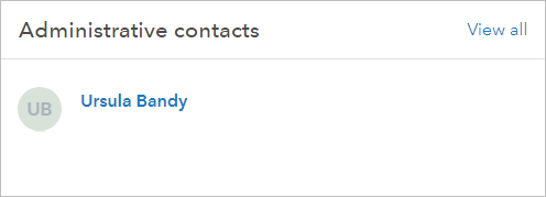 Administrative contacts are shown on the Overview tab of the Organization page.