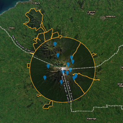 Hut locations on map