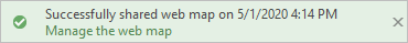 Successfully shared web map message
