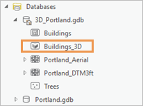 Contents of the 3D_Portland geodatabase
