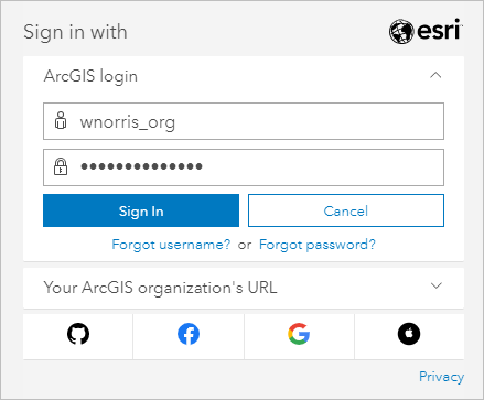 arcgis sign in