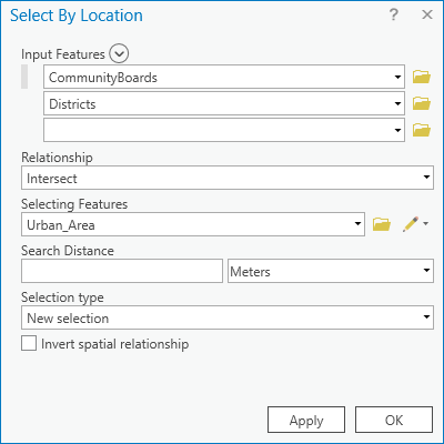 Select By Location parameters