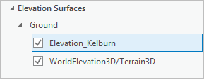 Contents pane with two ground elevation layers