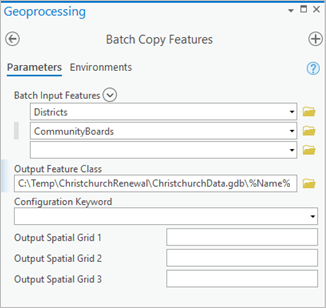 Batch Copy Features parameters