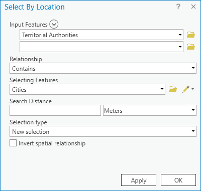Select By Location window