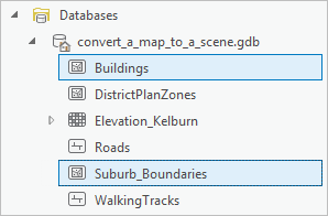 Selected feature classes in Catalog pane