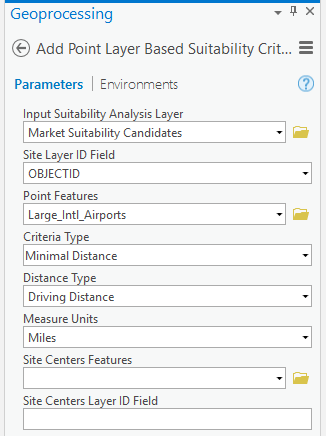 Add Point Layer Based Suitability Criteria fields