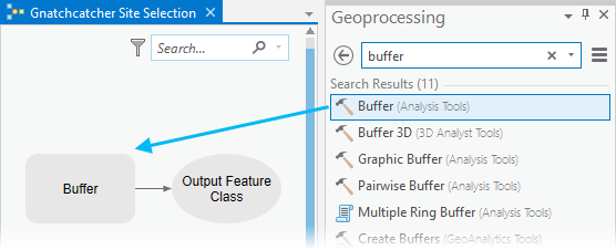 Add geoprocessing tools to a model.