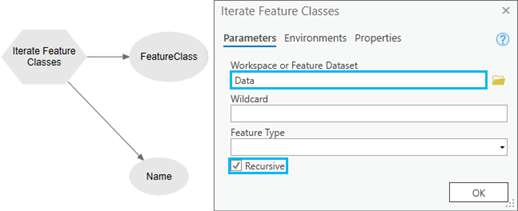 Iterate Feature Classes dialog box